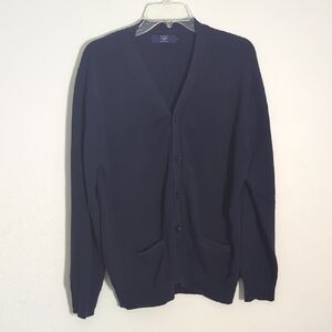 J Crew Cardigan Sweater Grandpa Mr‎ Rogers Cosby Preppy Blue 100% Cotton XL